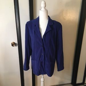 Royal blue 4 button long blazer large pockets